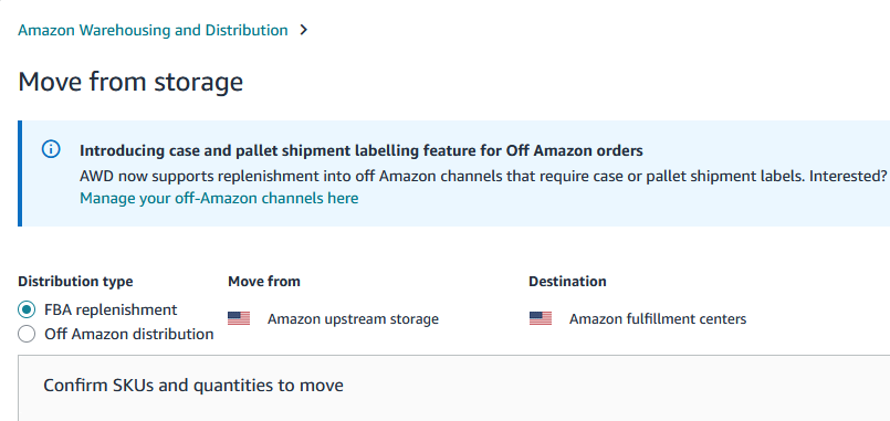 Introducing case and pallet shipment labelling feature for Off Amazon orders with AWD